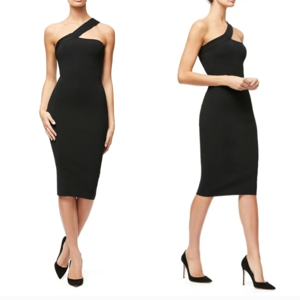 Good American Black One-Shoulder Dress